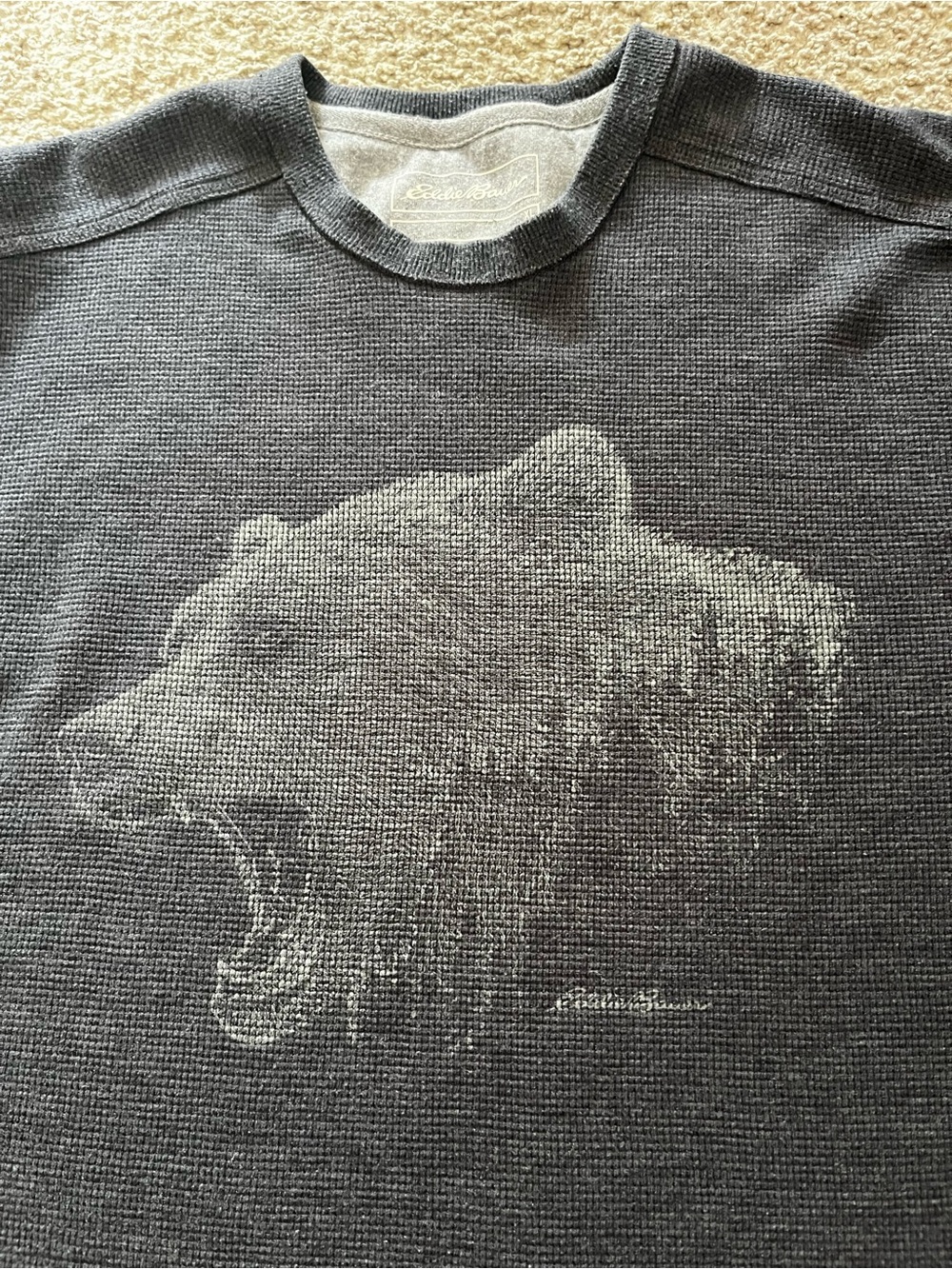 Eddie Bauer - Dark Charcoal Bear Graphic Thermal Shirt - Men’s Size XL